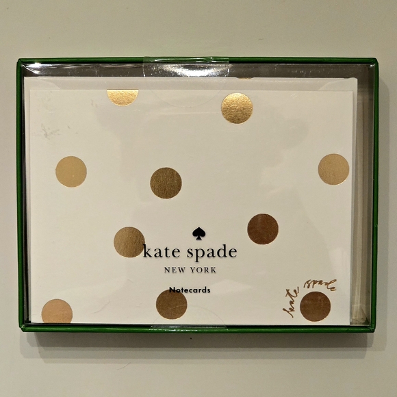 BRAND NEW IN BOX Kate Spade ♠️ New York Gold Dot with Script Notecard Set of 10 - Picture 3 of 4